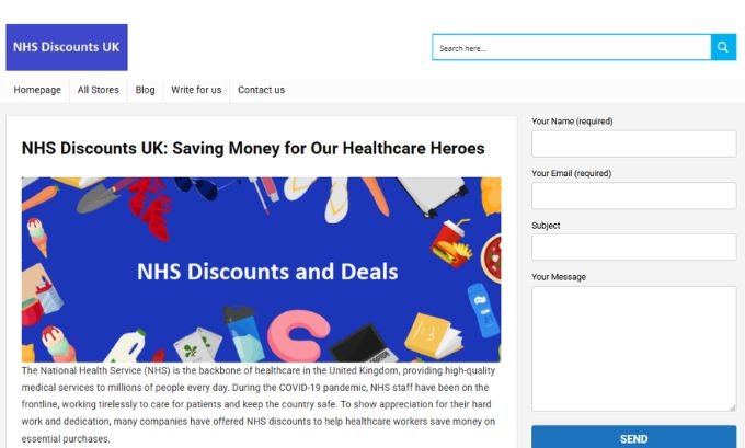 Publish Guest Post on nhsdiscountsuk.co.uk