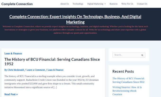 Publish Guest Post on completeconnection.ca